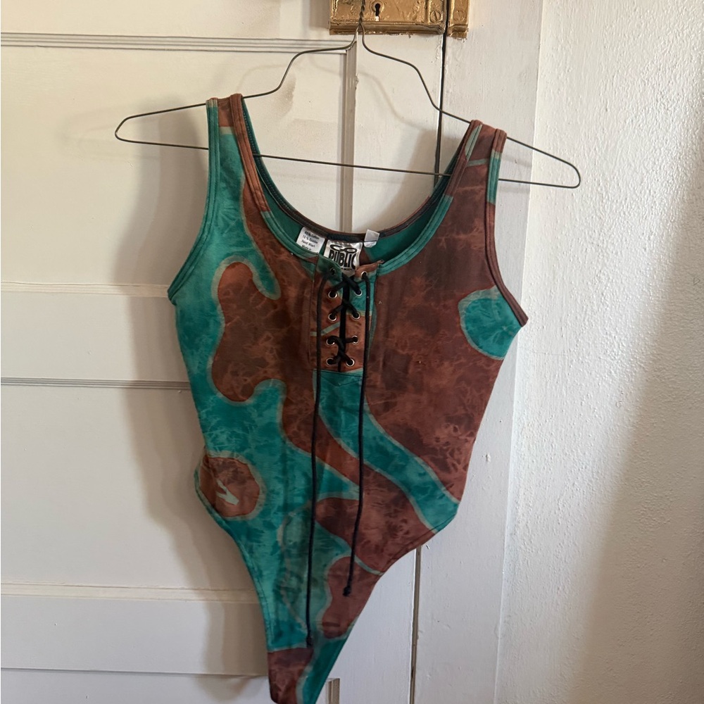 Teal & Brown psychedelic Bodysuit